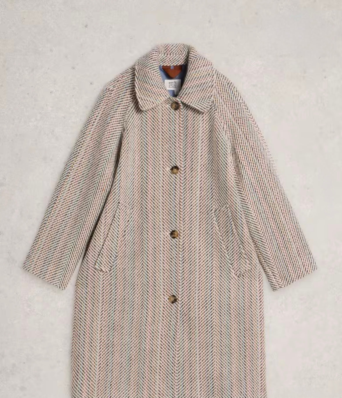 Kelsey Texture Wool Blend Coat ~ Ivory Multi