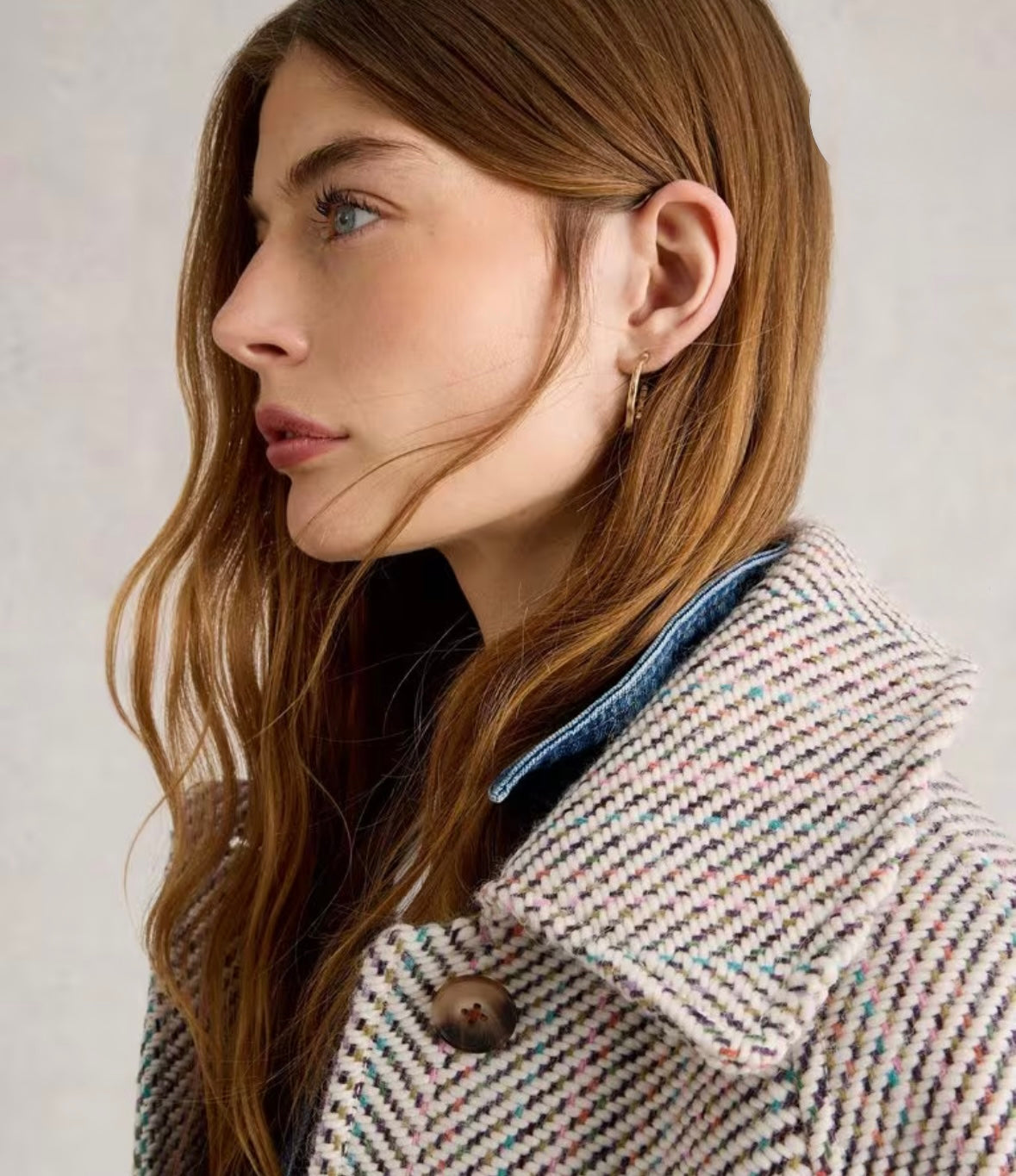 Kelsey Texture Wool Blend Coat ~ Ivory Multi
