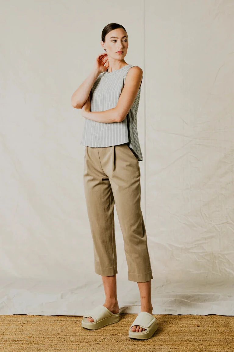 Pacifica Blouse ~ Herringbone - Lemon Cyprus