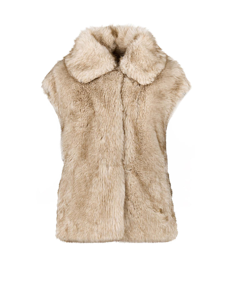 Beige fur vest on a white background