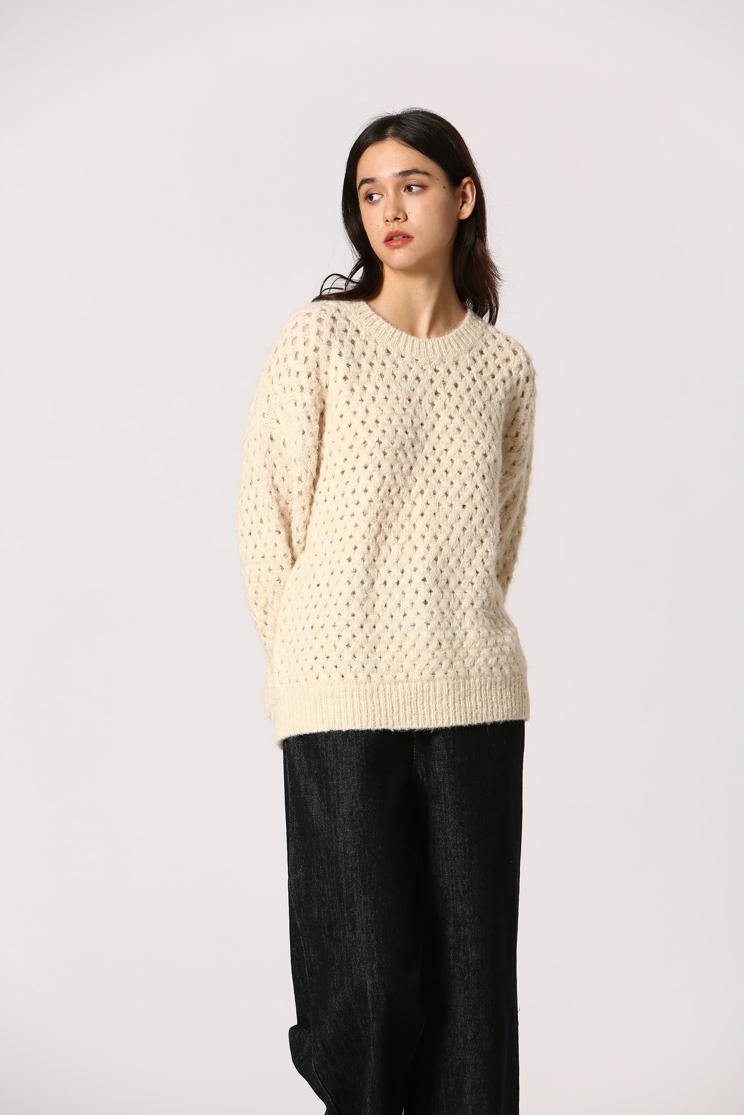 Open Knit Sweater ~ Cream