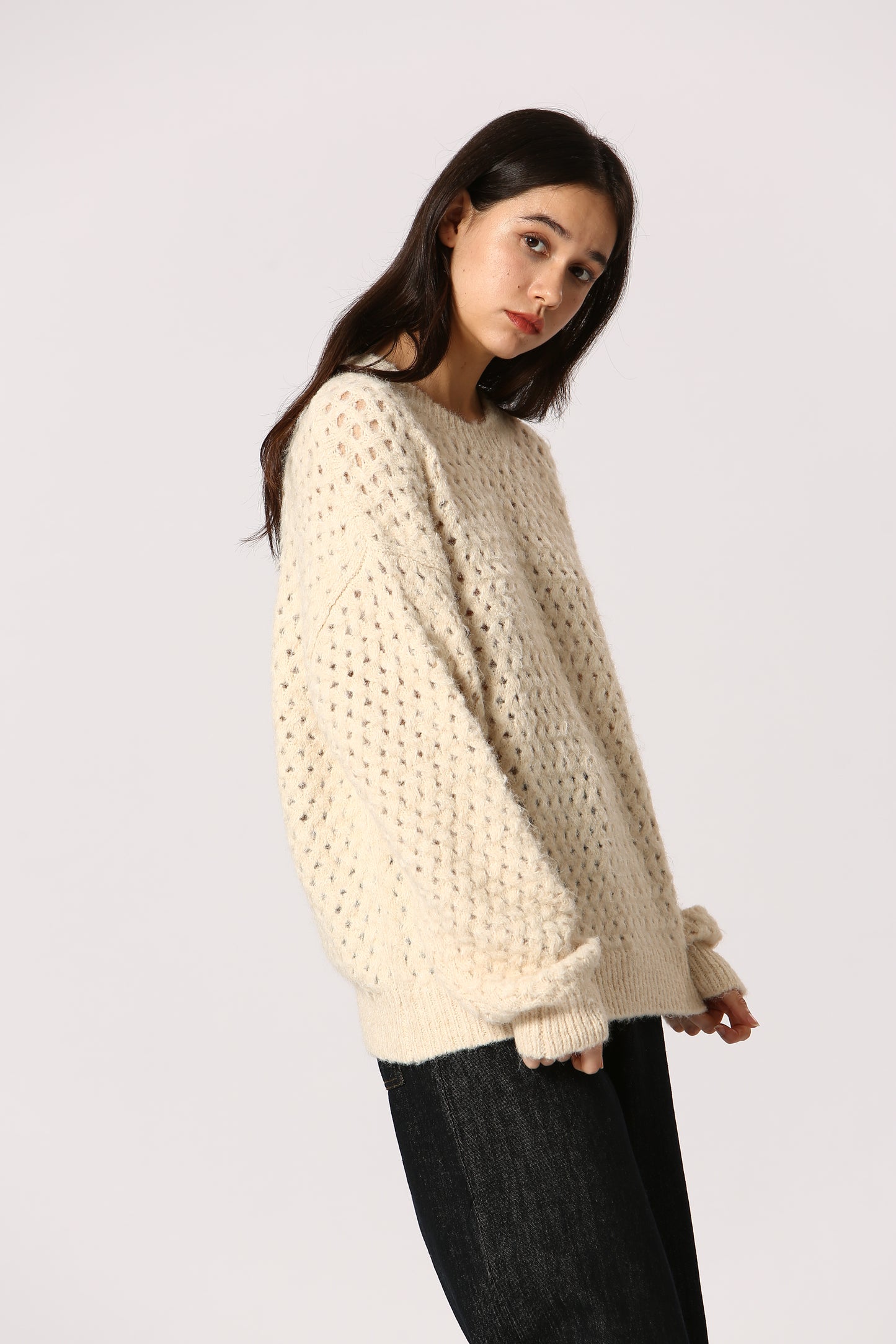 Open Knit Sweater ~ Cream