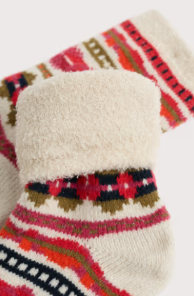 Pair of patterned socks with a focus on the texture and design.