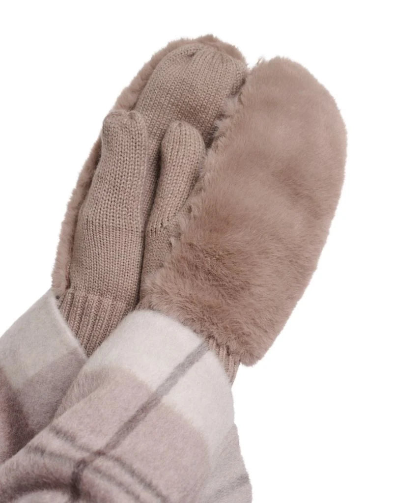 mocha coloured faux fur gloves by Rino & Pelle