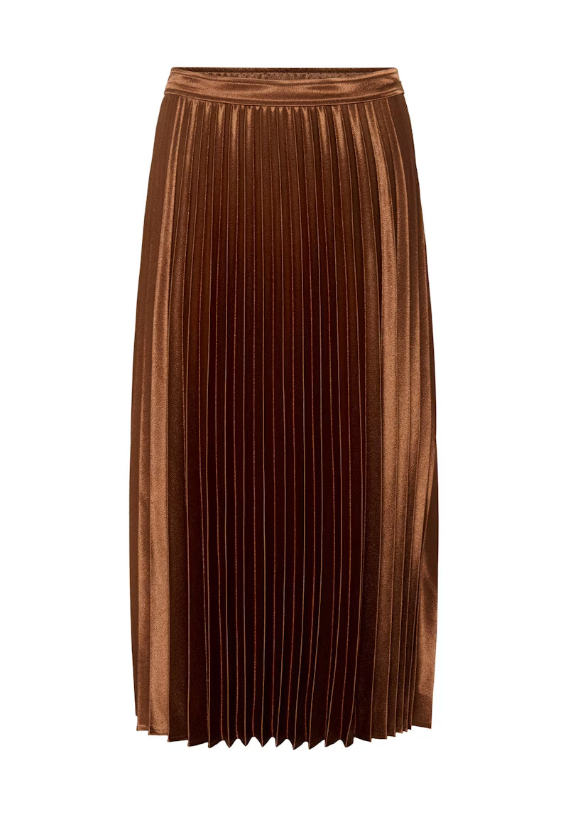 Brown pleated skirt on a white background