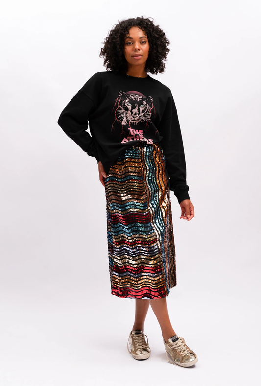 Make a statement in the Sonia Sequin Skirt from We Are The Others. This multi-hued skirt features a sequin design, an internal elastic waistband, and a convenient side seam zipper for maximum comfort. lemon cyprus bouytique
