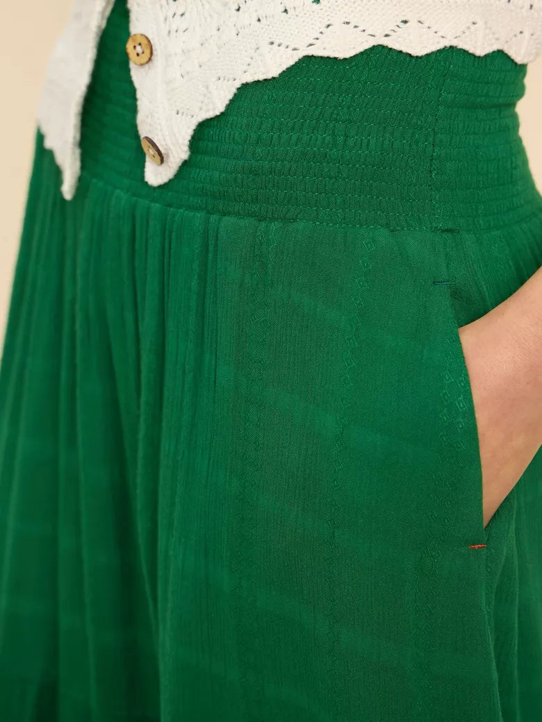 The Phoebe maxi skirt has a wide, stretchy waistband, pockets and plenty of swish. Not to mention, an excellent shade of emerald green, relaxed fit. lemon cyprus boutique