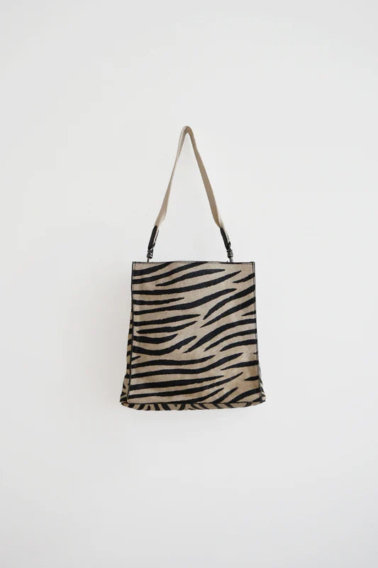 Bag with zebra pattern on a white background