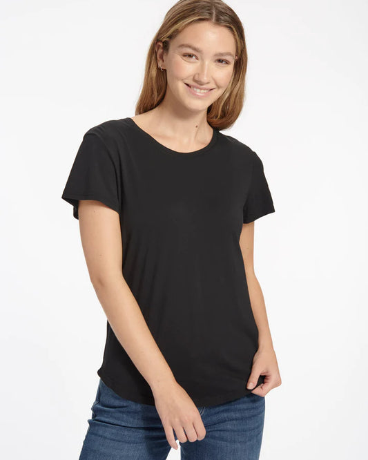 Abbie Crew Tee - Black - Lemon Cyprus