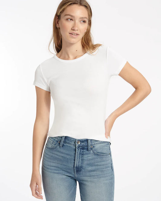 Abbie Crew Tee - White - Lemon Cyprus