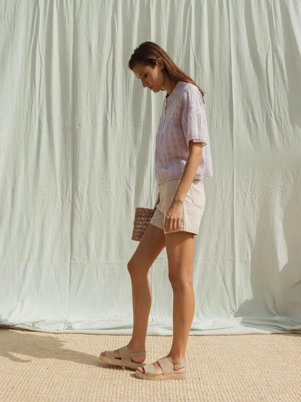 Fretwork Cotton Blouse - Lemon Cyprus