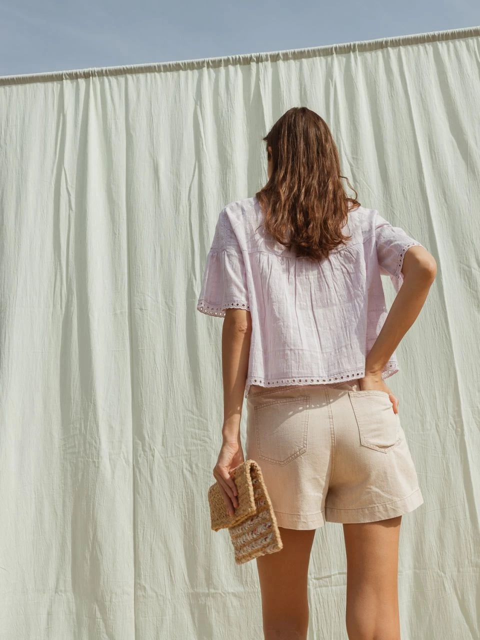 Fretwork Cotton Blouse - Lemon Cyprus
