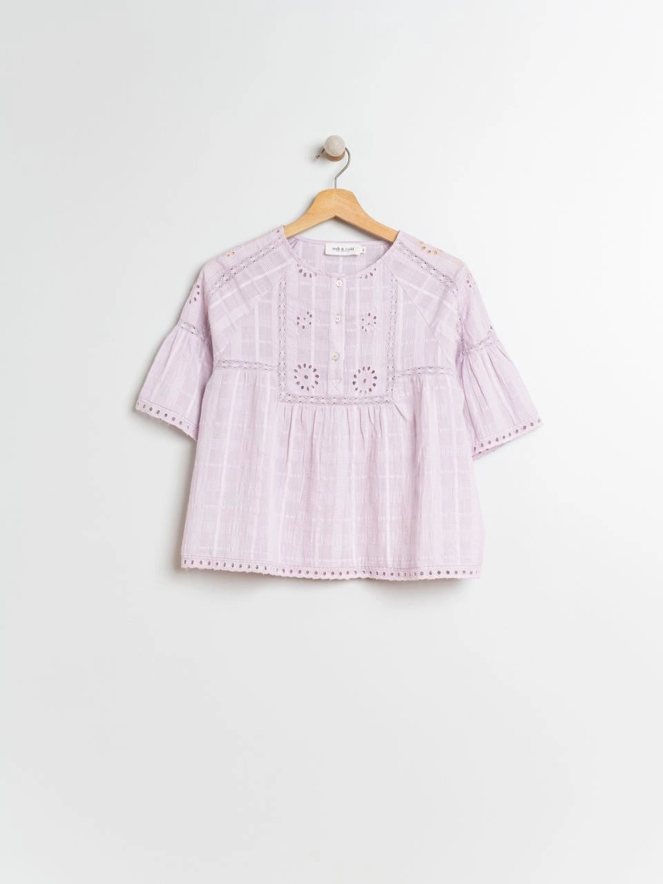 Fretwork Cotton Blouse - Lemon Cyprus