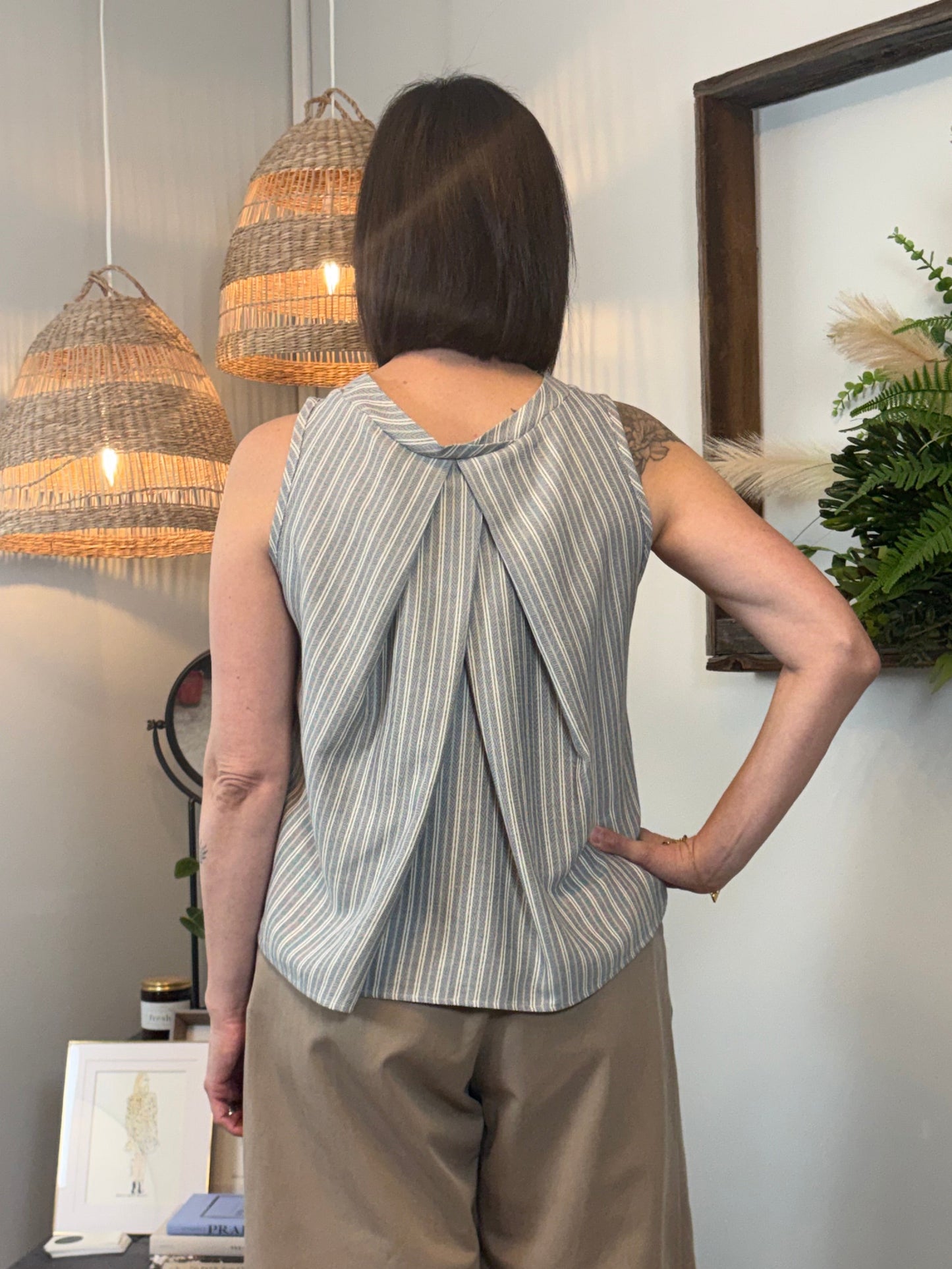 Pacifica Blouse ~ Herringbone - Lemon Cyprus