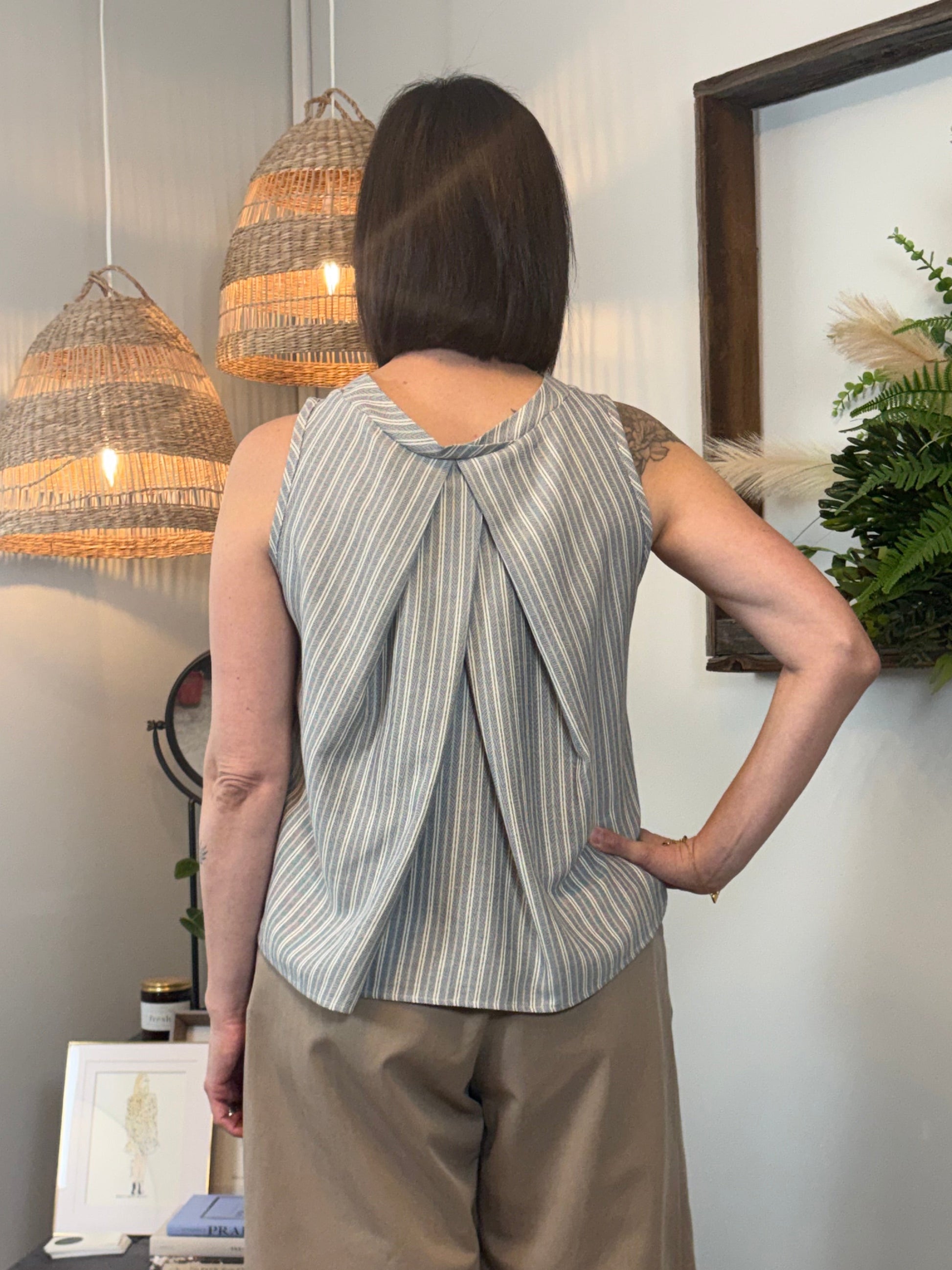 Pacifica Blouse ~ Herringbone - Lemon Cyprus