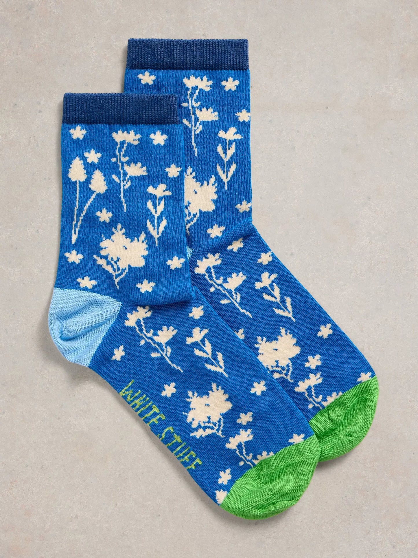 Cobalt Flower Socks