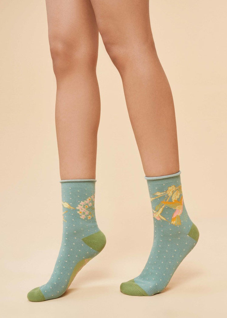Hummingbird Ankle Socks - Lemon Cyprus