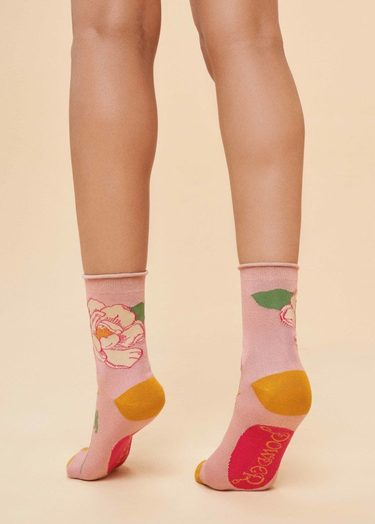 Tropical Flora Ankle Socks - Lemon Cyprus