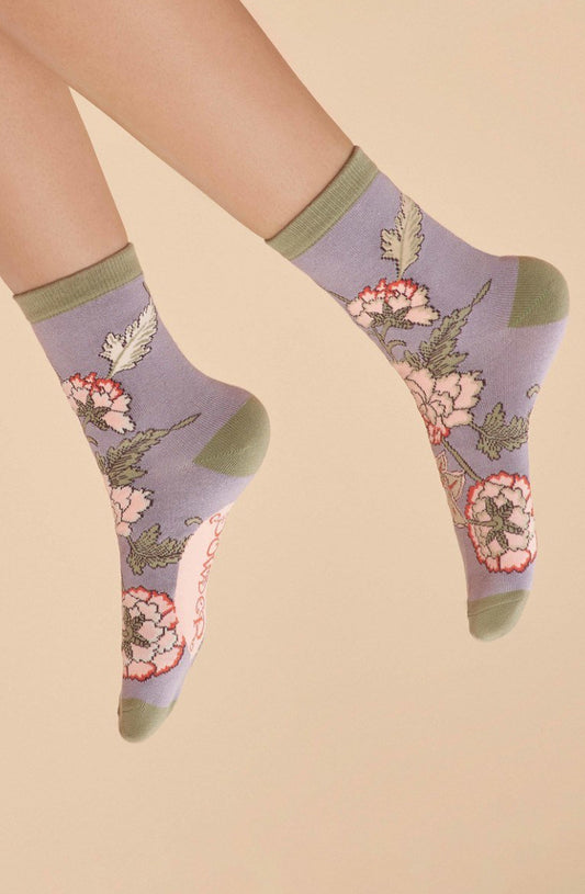 Lilac Paisley Ankle Socks - Lemon Cyprus