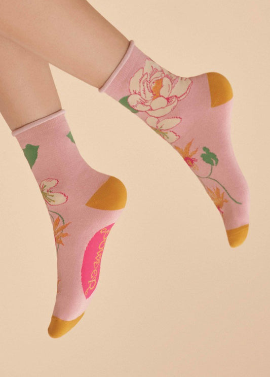 Tropical Flora Ankle Socks - Lemon Cyprus