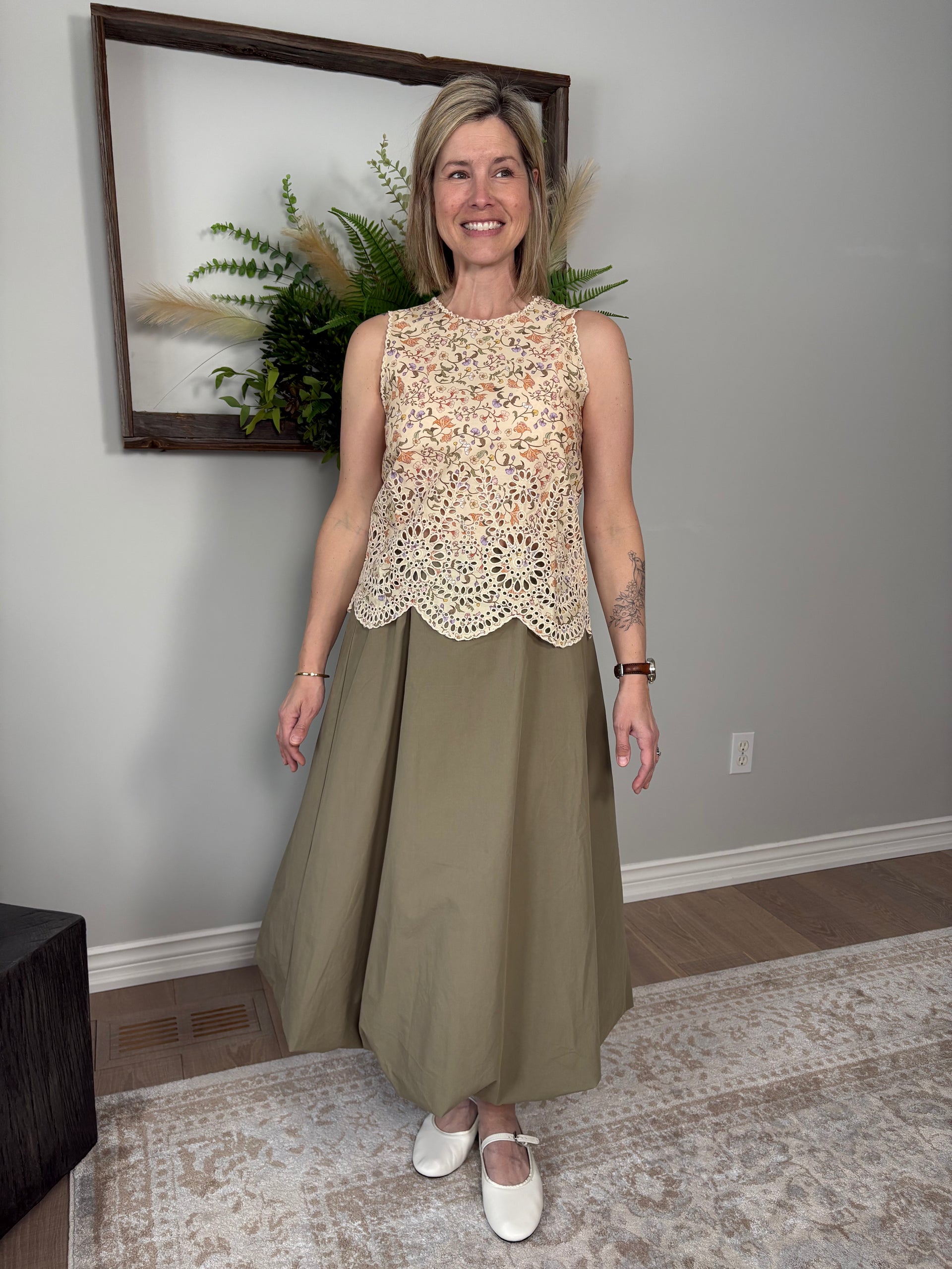 Werthy 撥水　BALLOON SKIRT チェックS Khaki Balloon Skirt – Lemon Cyprus