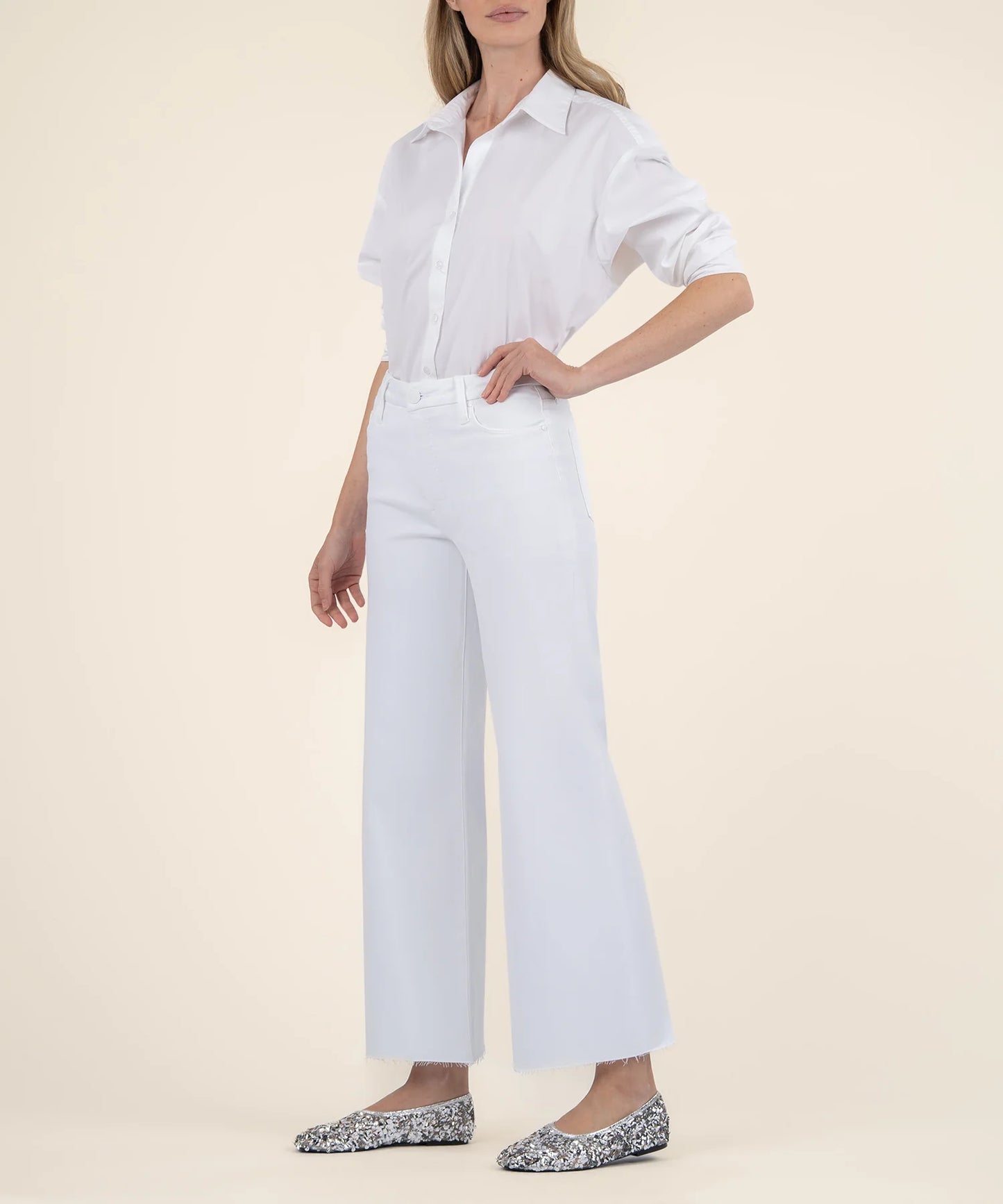 Meg High Rise Wide Leg Raw Hem