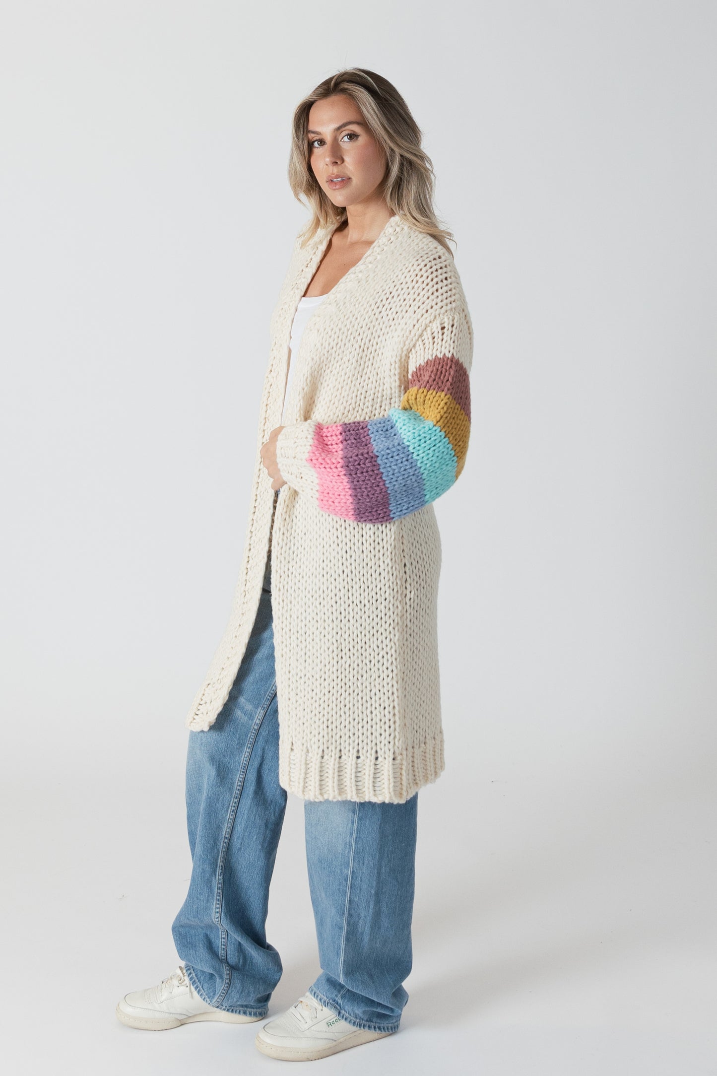 Get cozy and stylish with the Lyla + Luxe Shiloh Cardigan this fall! This playfully colourful sleeve cardigan has long sleeves and a relaxed grandpa-esque design, making it the perfect layering piece over a t-shirt and jeans for a casual yet cool vibe.  lemon cyprus boutique