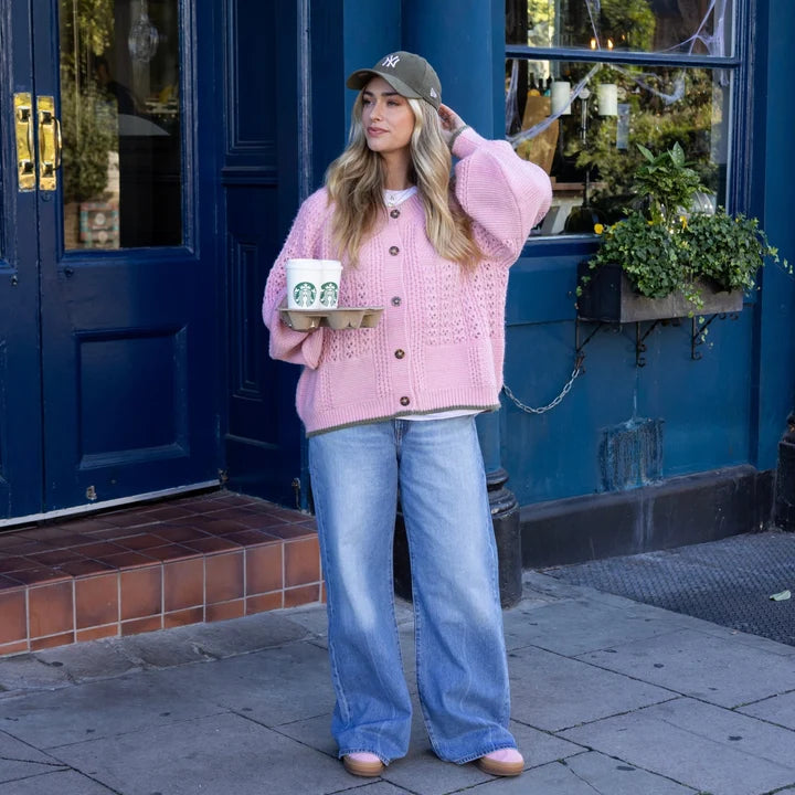 Brigit Balloon Sleeve Pointelle Stitch Cardigan