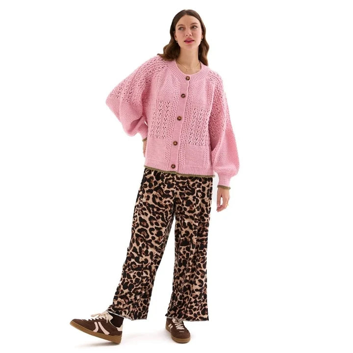 Brigit Balloon Sleeve Pointelle Stitch Cardigan