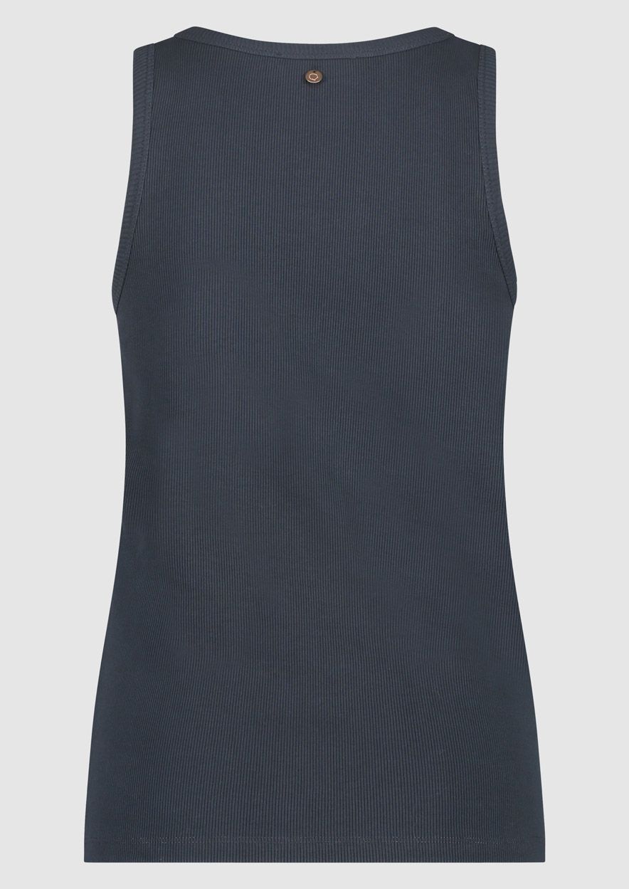 This timeless design, the Kate tank by Circle of Trust, is crafted from thick ribbed cotton fabric. blue ink colour lemon cyprus boutique