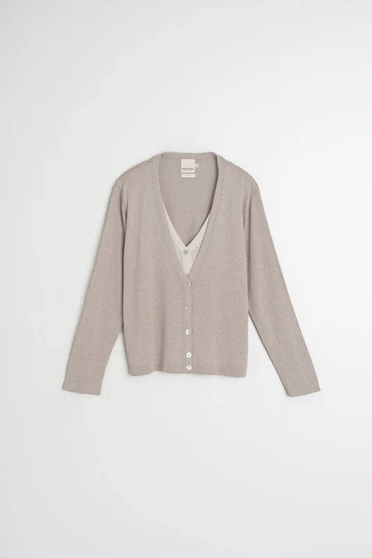 Beige cardigan on a white background