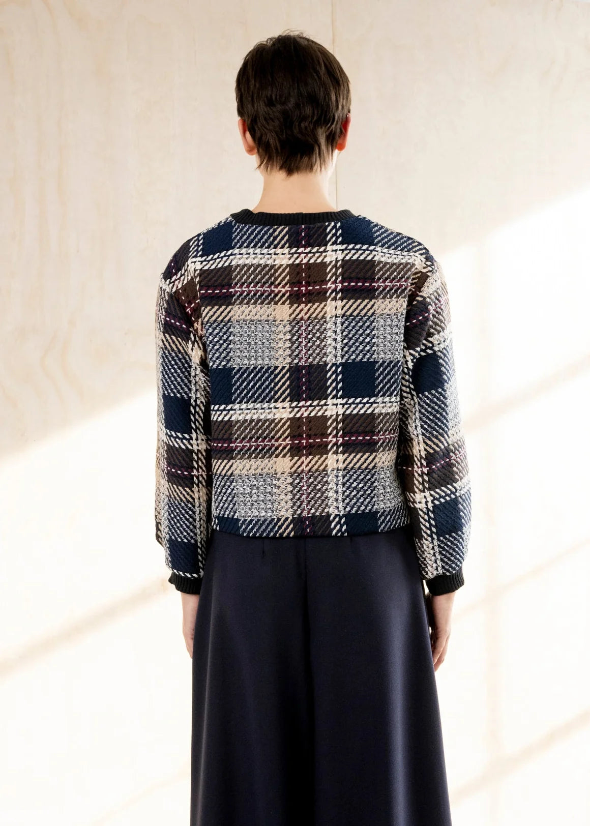 French plaid crewneck sweater with ribbed cuffs by Bodybag by Jude