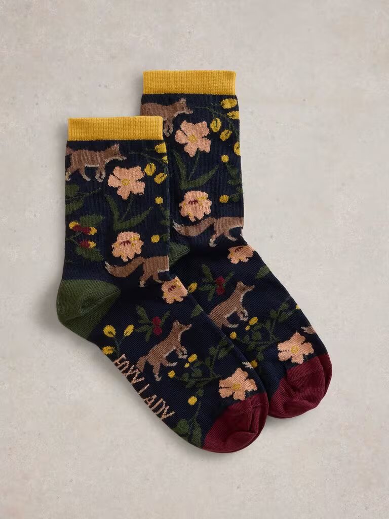 Get ready to spice up your sock game with the Foxy Lady socks by White Stuff! These foxy socks are perfect for any playful lady, and they're even made with soft organic cotton for maximum comfort.  lemon cyprus boutique