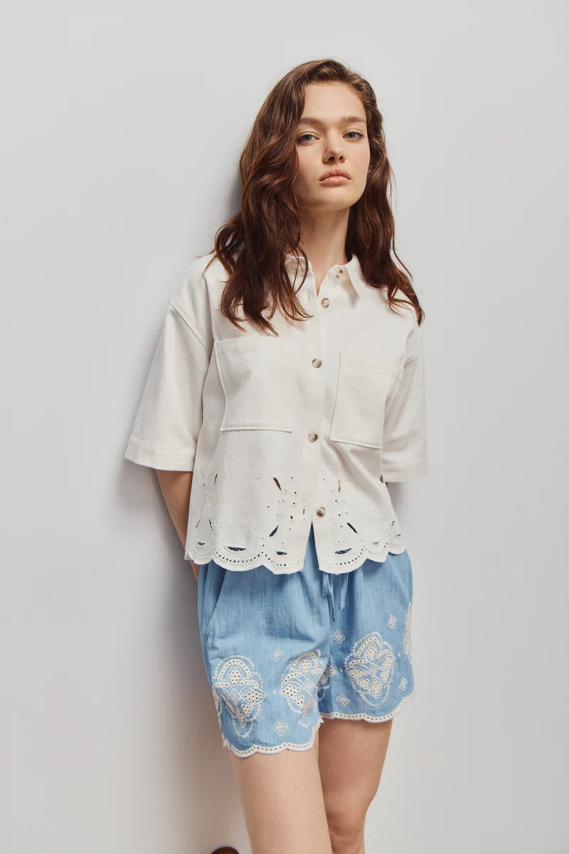 Lior Embroidered Shorts - Lemon Cyprus