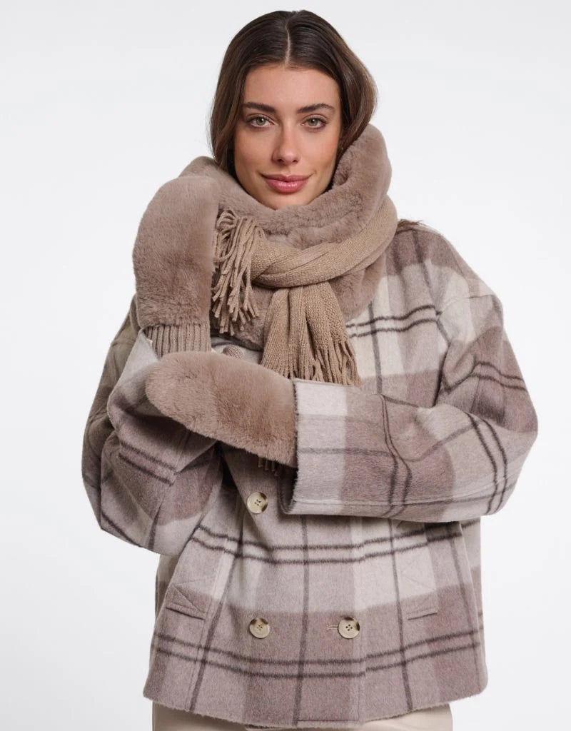 mocha coloured faux fur gloves by Rino & Pelle