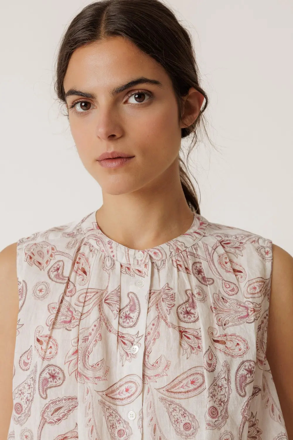 Paisley Oversized Sleeveless Blouse - Lemon Cyprus