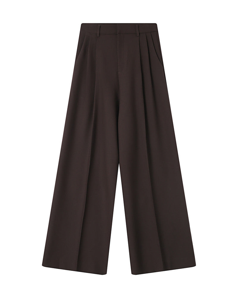 Brown wide-leg pants on a white background