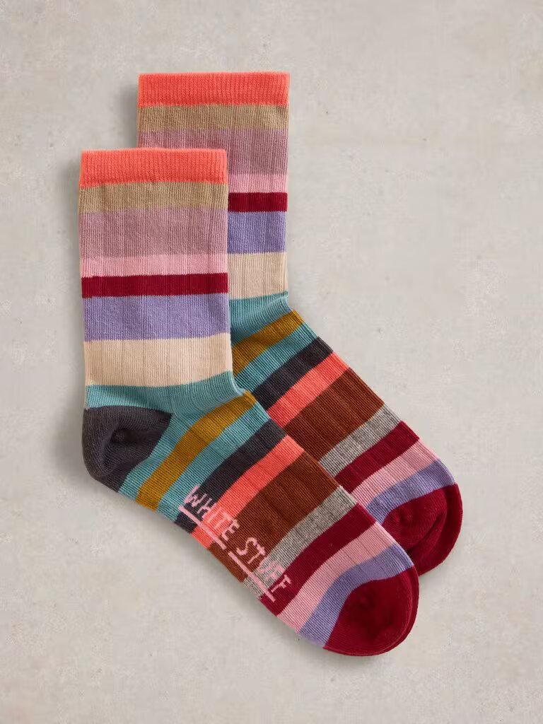 Keep your feet happy and stylish with these versatile socks by White Stuff! Made from comfortable organic cotton, they have a ribbed and multicoulred striped design that's perfect for any outfit. lemon cyprus boutique