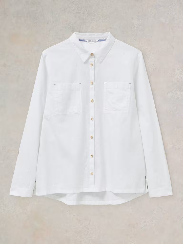 Meet the Sophie Organic Cotton Shirt by White Stuff in a soft pale ivory shade. With its playful contrast embroidery, this shirt is the fresh boost your button-up collection has been craving.