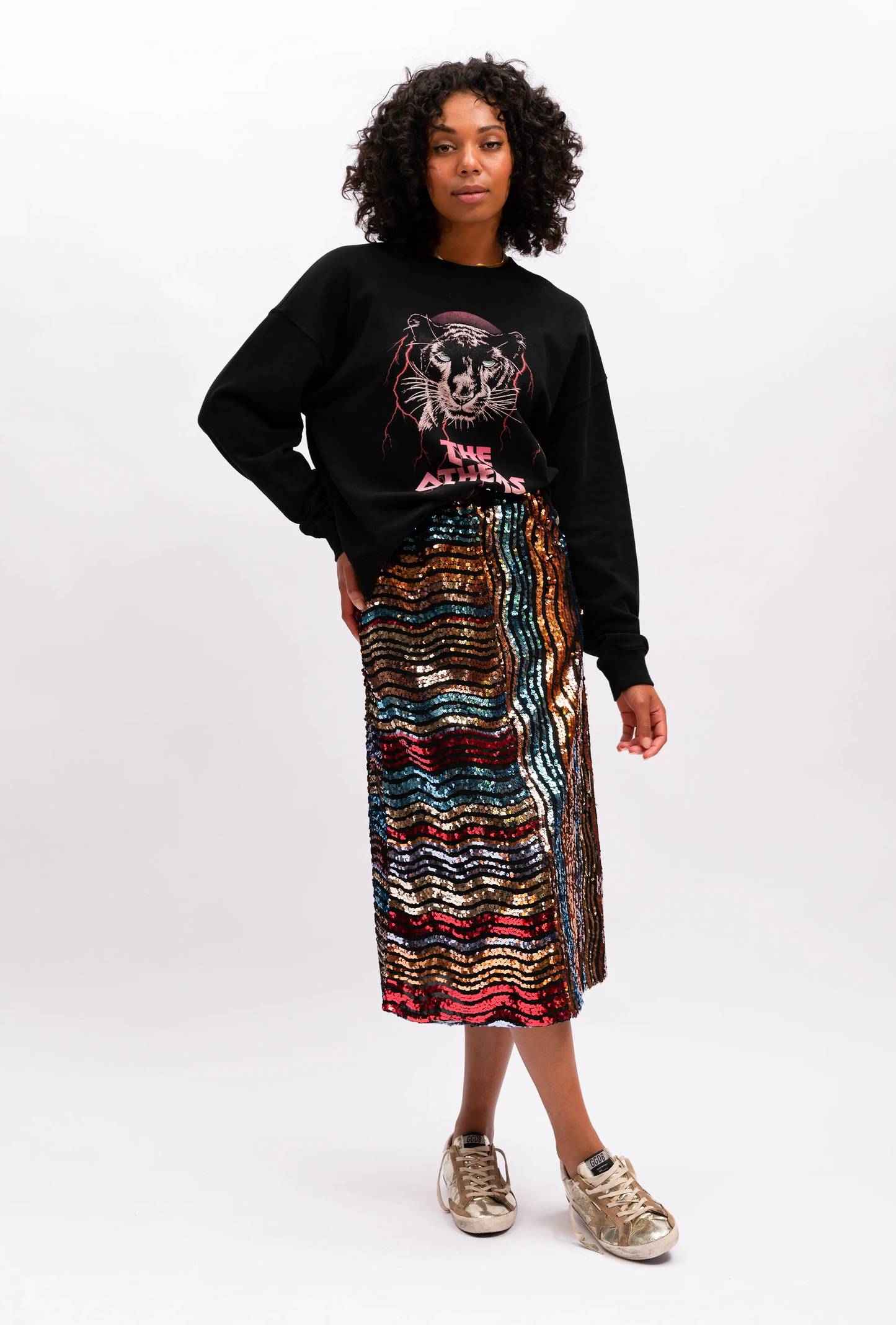 Zebra sequin midi shop skirt