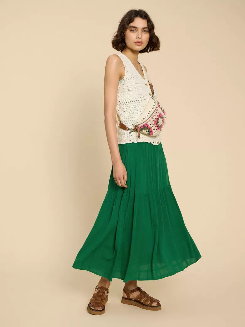 The Phoebe maxi skirt has a wide, stretchy waistband, pockets and plenty of swish. Not to mention, an excellent shade of emerald green, relaxed fit. lemon cyprus boutique